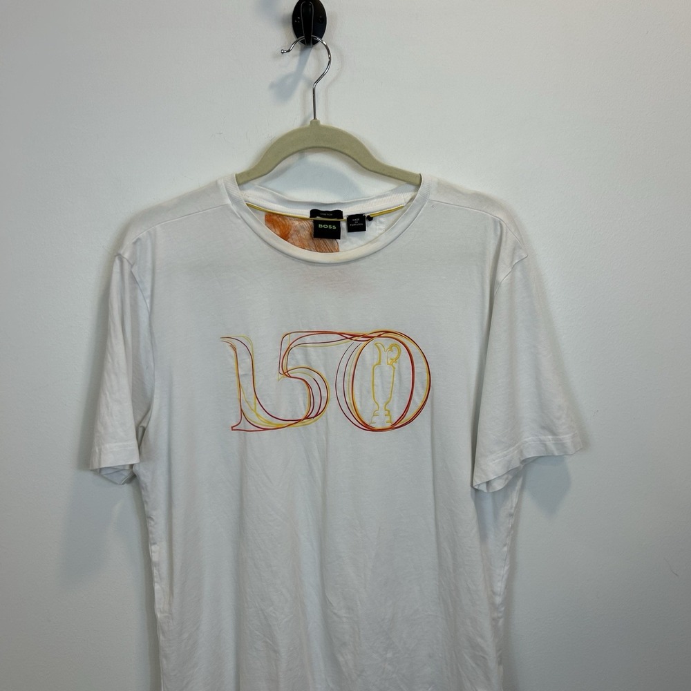 Hugo Boss Men's Size Large T Shirt White 150th Open Short Sleeve Shirt Top - Picture 2 of 11